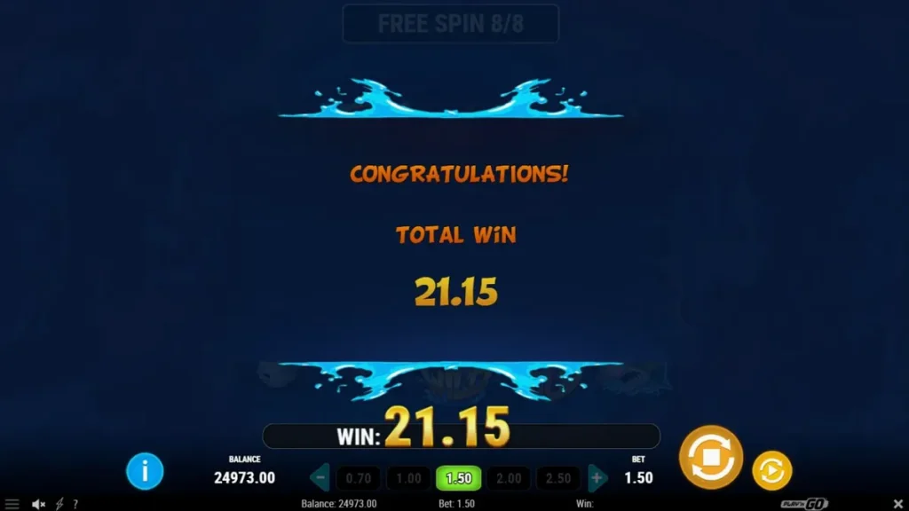 Tampilan visual slot Megadon Triple Threat dengan tiga hiu predator di latar belakang bawah laut.