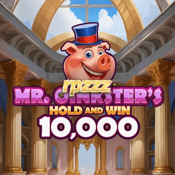 Tampilan visual ceria dari slot Mr. Oinkster’s Hold & Win 10,000